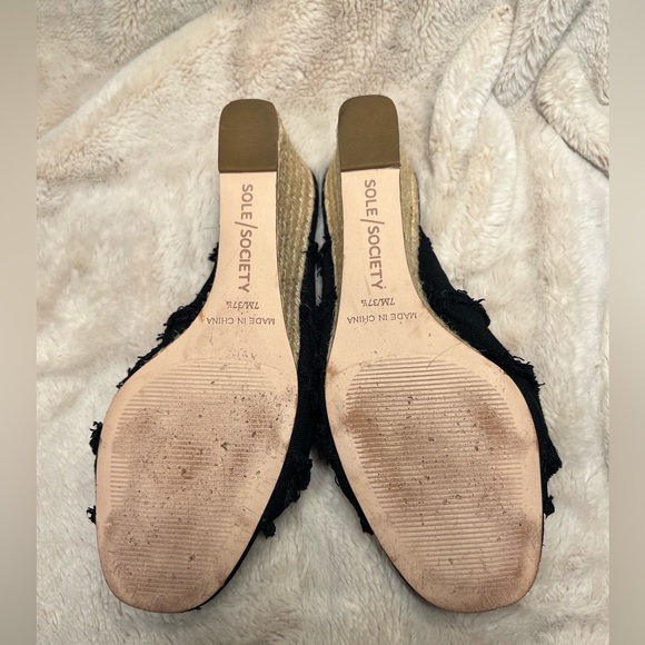 Sole Society Fabric Knot Slip On Espadrille Wedges in Black Size 7 - Picture 4 of 8